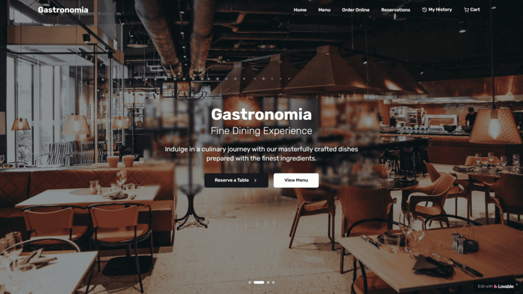 Resaturnat Gastronomia - web app for food ordering and table reservation